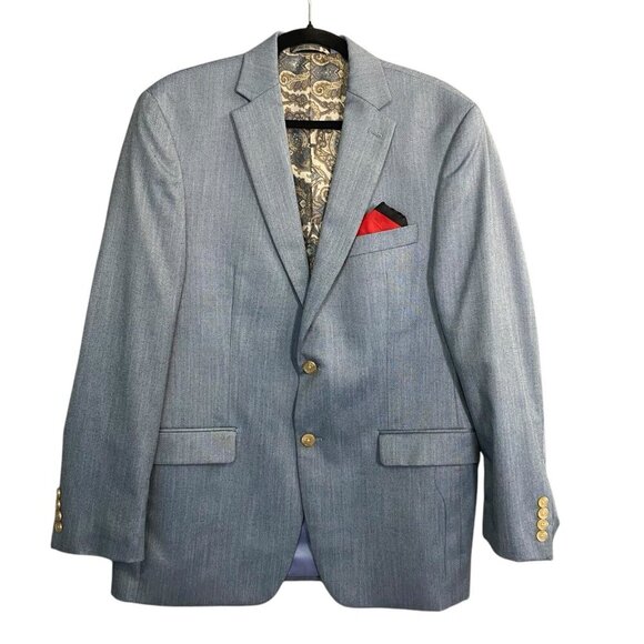 Lauren Ralph Lauren Men Single Breasted Blazer Sz 40R Blue Career Business